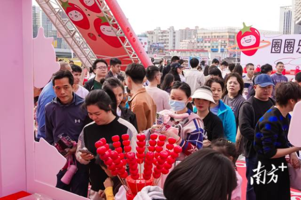  冰糖圣女果展位前人頭攢動。